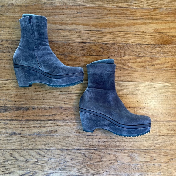 Pedro Garcia Suede Wedge Platform Sock Boots - Picture 3 of 7